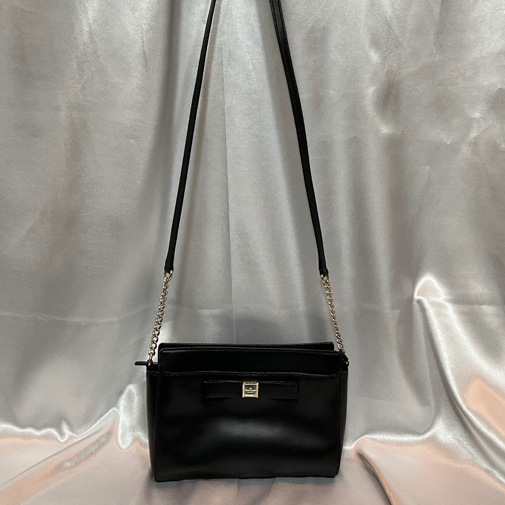Kate Spade Black Leather Bow Bag - Crossbody Or Clutch 10-A2b